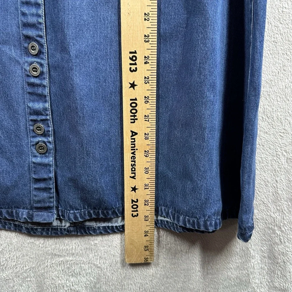 Liz Claiborne Denim Chambray Maxi Skirt Sz 14‎ Button Front Tencel Western